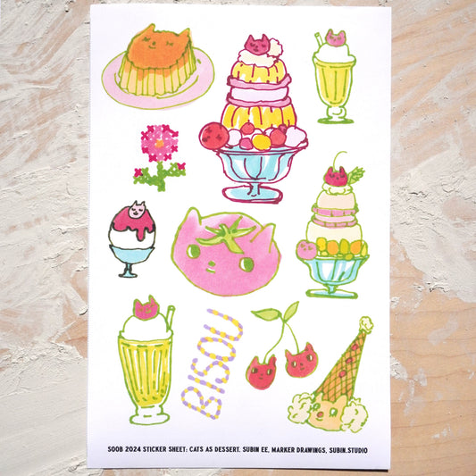 ::☆ Sticker Sheet (Cats as Dessert)